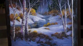 Colorful Winter Birch - Landscape painting