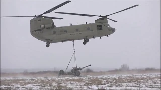 US Army CH-47 Chinook Winter sling load training