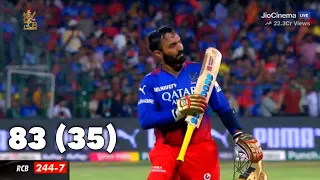 Watch : Full Highlight of Dinesh Karthik 83 (35) | D Karthik Batting Today vs SRH | DK 108M Six