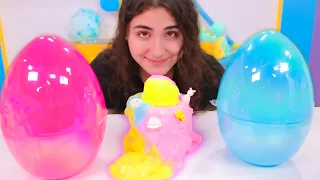 Easter Bunny egg slime challenge