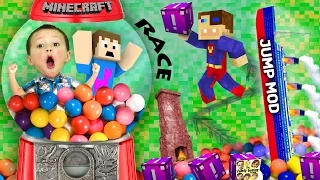 BOY TRAPPED IN GUMBALL MACHINE! Minecraft Fantasia Lucky Block Race + Wall Jump Mod (FGTEEV Fun!)