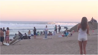 Laird Hamilton shoots pier on Huge wave -  Malibu Lagoon / Surfrider Beach -  8/26/14