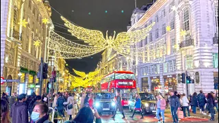 Central London Nov 2021 | Christmas Lights Walk | Sights and Sounds of London West End [4K HDR]