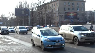 Police Toyota Prius responding with siren and PA in Odessa