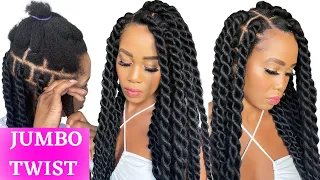 🔥How To: DIY JUMBO TWIST  /🚫NO RUBBER BANDS / Beginner Friendly /Protective Style / Tupo1