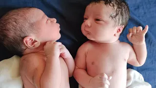Cutest expressions a Twin can ever give to her dramatic Brother just after birth
