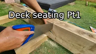 Deck seating Pt1 - How to cut wood sleepers square with a hand saw, really boring for most of you