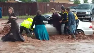 Downtown Salt Lake City flooded after severe storm, streets turned into 'rivers'.