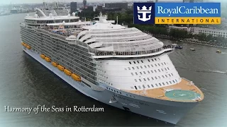 Harmony of the Seas biggest cruise ship leaving Rotterdam to Southampton HD Timelapse