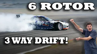 6 ROTOR 11,000RPM! N/A roll race WINNER and 3 WAY DRIFT at Chrome Events!