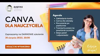 Canva dla nauczyciela - DARMOWE szkolenie od podstaw, edycja druga