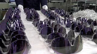 Mass Production Process of Making Sport Glasses. Sunglasses Factory in Korea.