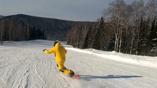 Шерегеш. Сектор Е. Скоростной спуск на сноуборде.