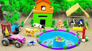 DIY mini Farm Diorama with house for Cow, horse | mini water pump supply for animals #20