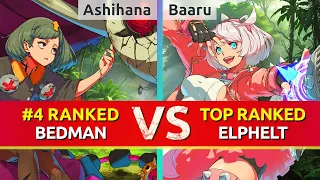 GGST ▰ Ashihana (#4 Ranked Bedman) vs Baaru (TOP Ranked Elphelt). High Level Gameplay