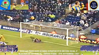 DUNCAN FERGUSON SCORES EVERTON FC’S SECOND GOAL V BLACKBURN ROVERS FC – EWOOD PARK – NOVEMBER 1997