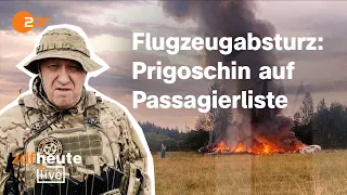 Russische Behörden: Prigoschin Passagier in abgestürztem Flugzeug | ZDFheute live