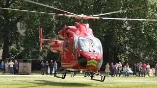Air ambulance in London park, other emergency vehicles on scene 🚁 🚑