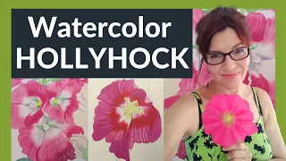 Watercolor Flowers Realistic (step by step Hollyhock!)