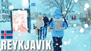 Heavy Snowfall Hits Reykjavik! Walking in The Frozen Capital of Iceland 4k/60fps UHD.January 2, 2023