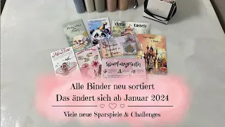 🌸Alle Binder neu sortiert | Das ändert sich ab Januar 2024 | Viele neue Sparspiele & Challenges 🌸