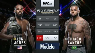 Jon Jones vs Thiago Santos watch online full fight video for free, ufc 239 in Las Vegas