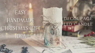 Decoupage LED Candle | Easy Handmade Christmas Gift Idea