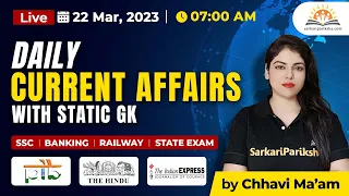 22 March Current Affairs I Today Current Affairs | Daily Current Affairs in Hindi by Chhavi Ma'am