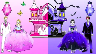 Vestir Muñecas De Papel | Pink And Purple Swan Wedding Dress Up | Woa Doll En Spanish