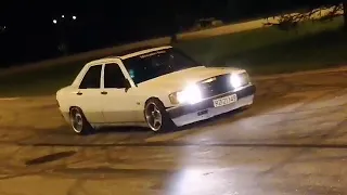 Mercedes 190e 1.8 burnout på stripa