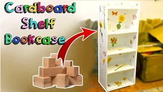 DIY CRAFTS: AMAZING SHELF BOOKCASE WITH CARDBOARD BOXES RECYCLED