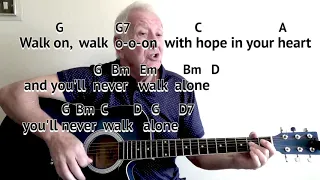 You'll Never Walk Alone (Gerry Marsden cover) GUITAR LESSON play-along with chords and lyrics