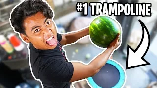 Watermelon Vs Trampoline From 450cm! ~ Bounce