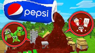 JJ Family & Mikey Family Village vs Pepsi Flood in Minecraft (Maizen)