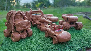 Clean various miniature cars & muddy Disney car convoys! Play in the garden