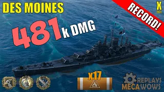 DAMAGE RECORD! Des Moines 481k Damage | World of Warships Gameplay