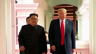 One minute of Trump & Kim walking to "Staying Alive" by the Bee Gees