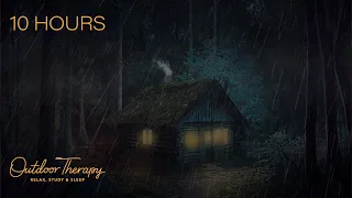 Relaxing STORMY NIGHT in the FOREST | Steady Rain & Distant Rolling Thunder Ambience | 10 HOURS