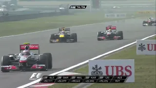 Sebastian Vettel overtake on Lewis Hamilton Chinese GP 2011