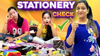 Stationery Check 🖍️ | Surprise Stationery Check by Mummy 😮 | Funny Video | Cute Sisters