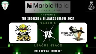 25/4/24 - T3 - SWAT CATS vs PANDAS - MARBLE ITALIA THE SNOOKER & BILLIARD LEAGUE 2024.