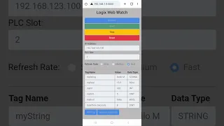 Monitoring Logix PLC tag values on a Phone 📱 using a Web-browser