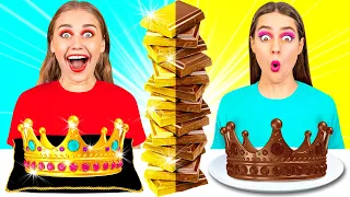 Reto de Chocolate Comida Rica vs Pobre #1 | Guerra de chicas con chocolate de DaRaDa Challenge