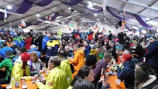 Biathlon Italy Dolomites Antholz/Anterselva drunken tent fans of all countries