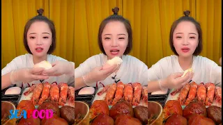 【大食い SEAFOOD】XIAOYU MUKBANG EATING SHOW 。도가니 새우 족발 양뇌 훙쏘우러우 먹방 中国 。210815。3