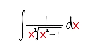 integral of 1/(x^2*sqrt(x^2-1), trig substitution, calculus 2 tutorial.