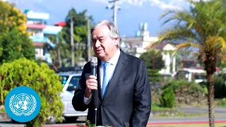 UN Chief at Pokhara Airport (Nepal) on Climate Change - Press Encounter | United Nations