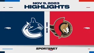 NHL Highlights | Canucks vs. Senators - November 9, 2023