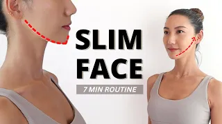 Get rid of DOUBLE CHIN & FACE FAT✨ 7 mins routine to Slim Down Your Face -Sharp jawline, V-Shape