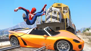 GTA 5 Spider-man VS Train (Spiderman Stopping Train In GTA 5) Ep.4